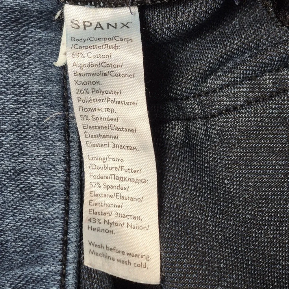 Spanx Women's L Style 20018R Pull On Skinny Jeans Blue Stretch Denim Shaping‎